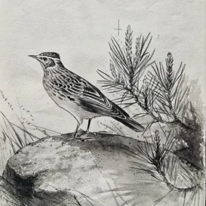 „Das Waldbuch Seite 303“ Tusche von Johannes  Breitmeier Tiermaler selten