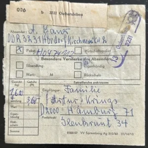 DDR schöne Bedarfs-Paketkarte mit guter Frankatur zur Sammlungsergänzung #7