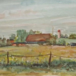 Großes Aquarell „Am Dorfrand“ Heinz Brennigk 1925-2016 DDR Maler