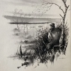 „Das Waldbuch Seite 14“ Tusche von Johannes  Breitmeier Tiermaler selten