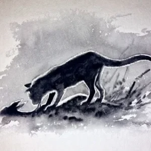 „Das Waldbuch Seite 136“ Tusche von Johannes  Breitmeier Tiermaler selten