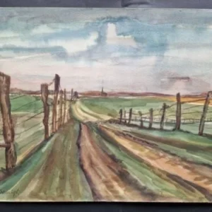 Großes Aquarell „Weidezäune“ Heinz Brennigk 1925-2016 DDR Maler