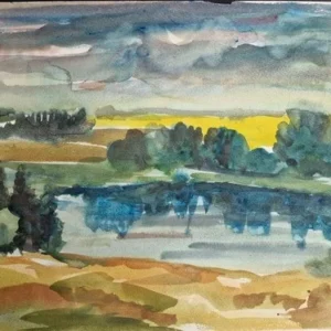 Großes Aquarell „Witzin am See 76“ Heinz Brennigk 1925-2016 DDR Maler