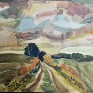 Großes Aquarell „Inselwege“ Heinz Brennigk 1925-2016 DDR Maler