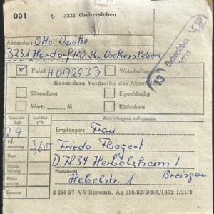 DDR schöne Bedarfs-Paketkarte mit guter Frankatur zur Sammlungsergänzung #2