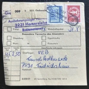 DDR schöne Bedarfs-Paketkarte mit guter Frankatur zur Sammlungsergänzung #11