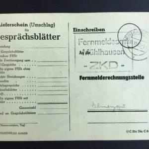 ZKD Lieferschein für Gesprächsblätter aus Mühlhausen selten