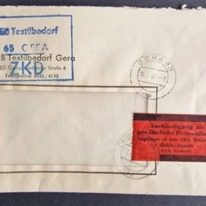 DDR - ZKD schöner Brief „Auslieferung als gewöhnliche Postsendung“ #41