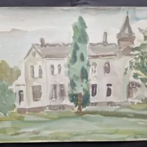 Großes Aquarell „Alte Dorfkirche“ Heinz Brennigk 1925-2016 DDR Maler