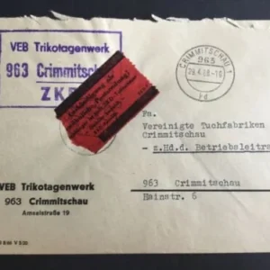 DDR - ZKD schöner Brief „Auslieferung als gewöhnliche Postsendung“ #58