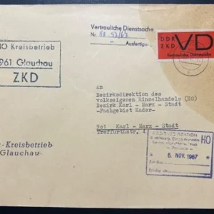 DDR ZKD VD 3 auf Brief aus Glauchau