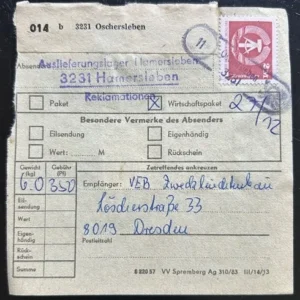 DDR schöne Bedarfs-Paketkarte mit guter Frankatur zur Sammlungsergänzung #16
