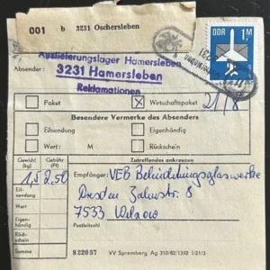 DDR schöne Bedarfs-Paketkarte mit guter Frankatur zur Sammlungsergänzung #1