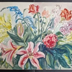 Großes Aquarell „Super Blumenstrauß“ Heinz Brennigk 1925-2016 DDR Maler