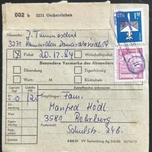 DDR schöne Bedarfs-Paketkarte mit guter Frankatur zur Sammlungsergänzung #3