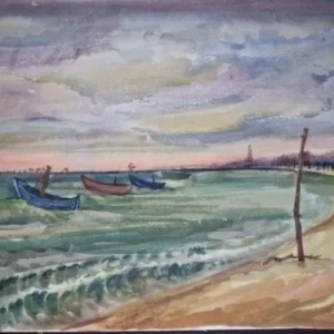 Großes Aquarell „Prorow 19 Meer“ Heinz Brennigk 1925-2016 DDR Maler
