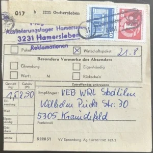 DDR schöne Bedarfs-Paketkarte mit guter Frankatur zur Sammlungsergänzung #22