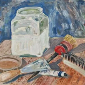 Großes Aquarell „Handwerkzeug eines Malers“ Heinz Brennigk 1925-2016 DDR Maler