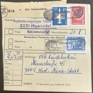 DDR schöne Bedarfs-Paketkarte mit guter Frankatur zur Sammlungsergänzung #25