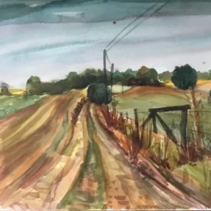 Großes Aquarell „Feldweg in Witzin MVP“ Heinz Brennigk 1925-2016 DDR Maler