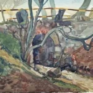 Großes Aquarell „Dorfstraße Witzin“ Heinz Brennigk 1925-2016 DDR Maler