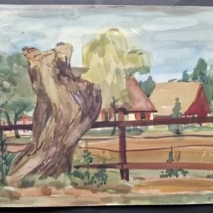 Großes Aquarell „Prenow“ Heinz Brennigk 1925-2016 DDR Maler