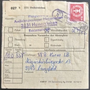 DDR schöne Bedarfs-Paketkarte mit guter Frankatur zur Sammlungsergänzung #38
