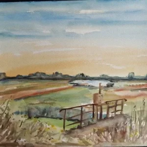 Großes Aquarell „Alte Brücke“ Heinz Brennigk 1925-2016 DDR Maler