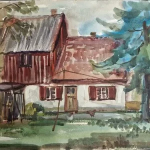 Großes Aquarell „Fischerhaus in Prorow“ Heinz Brennigk 1925-2016 DDR Maler