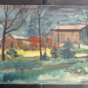 Großes Aquarell „Nachtdämmerung“ Heinz Brennigk 1925-2016 DDR Maler