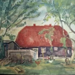 Großes Aquarell „Altes Fischerhaus“ Heinz Brennigk 1925-2016 DDR Maler