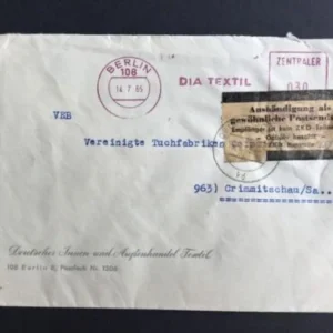 DDR - ZKD schöner Brief „Auslieferung als gewöhnliche Postsendung“ #22