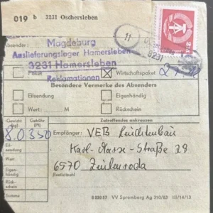 DDR schöne Bedarfs-Paketkarte mit guter Frankatur zur Sammlungsergänzung #26
