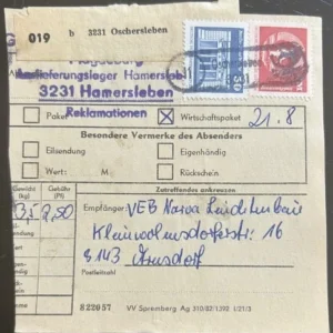 DDR schöne Bedarfs-Paketkarte mit guter Frankatur zur Sammlungsergänzung #27