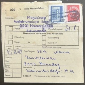 DDR schöne Bedarfs-Paketkarte mit guter Frankatur zur Sammlungsergänzung #28