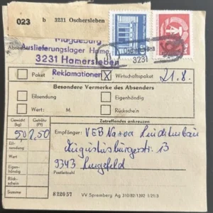 DDR schöne Bedarfs-Paketkarte mit guter Frankatur zur Sammlungsergänzung #32