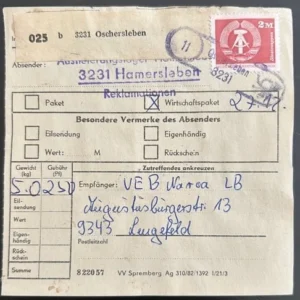 DDR schöne Bedarfs-Paketkarte mit guter Frankatur zur Sammlungsergänzung #35