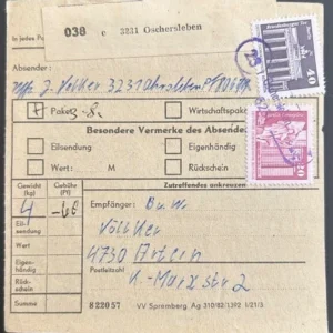 DDR schöne Bedarfs-Paketkarte mit guter Frankatur zur Sammlungsergänzung #39