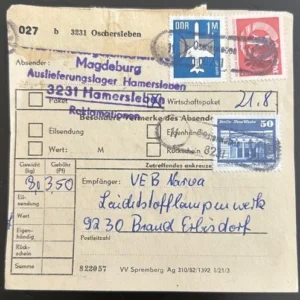 DDR schöne Bedarfs-Paketkarte mit guter Frankatur zur Sammlungsergänzung #40