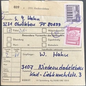 DDR schöne Bedarfs-Paketkarte mit guter Frankatur zur Sammlungsergänzung #42