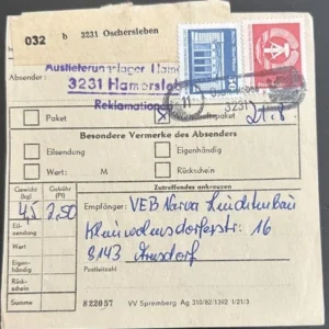 DDR schöne Bedarfs-Paketkarte mit guter Frankatur zur Sammlungsergänzung #44