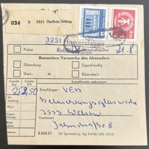 DDR schöne Bedarfs-Paketkarte mit guter Frankatur zur Sammlungsergänzung #48