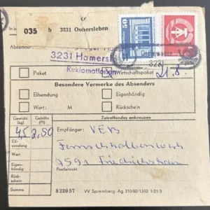 DDR schöne Bedarfs-Paketkarte mit guter Frankatur zur Sammlungsergänzung #49