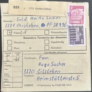 DDR schöne Bedarfs-Paketkarte mit guter Frankatur zur Sammlungsergänzung #50