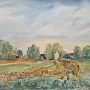 Großes Aquarell „Altes Dorf“ Heinz Brennigk 1925-2016 DDR Maler
