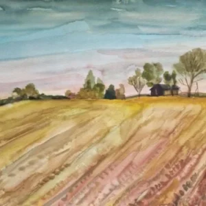 Großes Aquarell „Am Feldrand“ Heinz Brennigk 1925-2016 DDR Maler